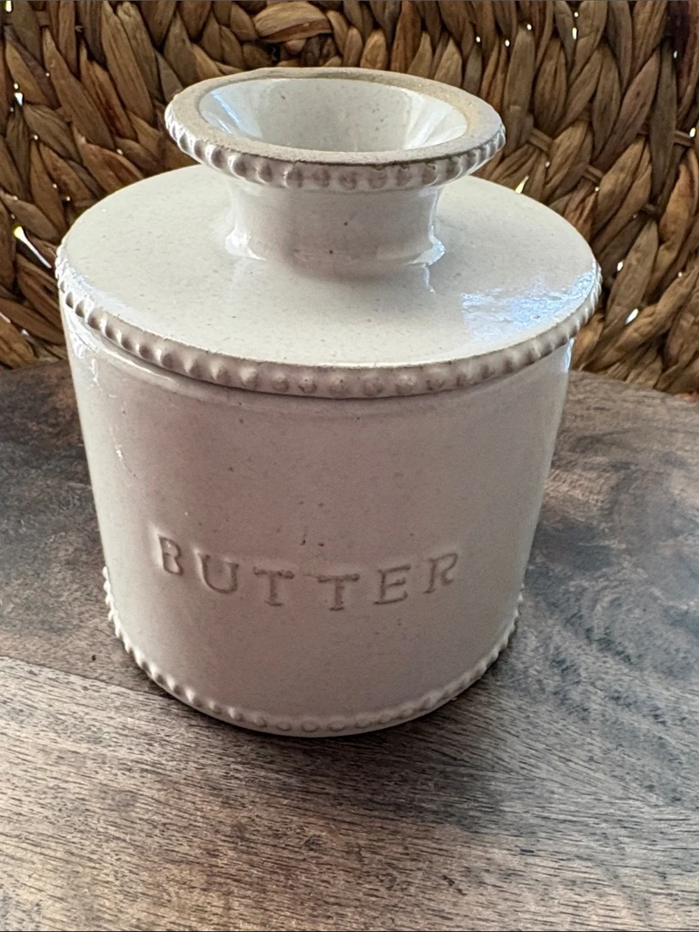 Hearth & Hand by magnolia stoneware Butter bell Crock  Keeper white like new